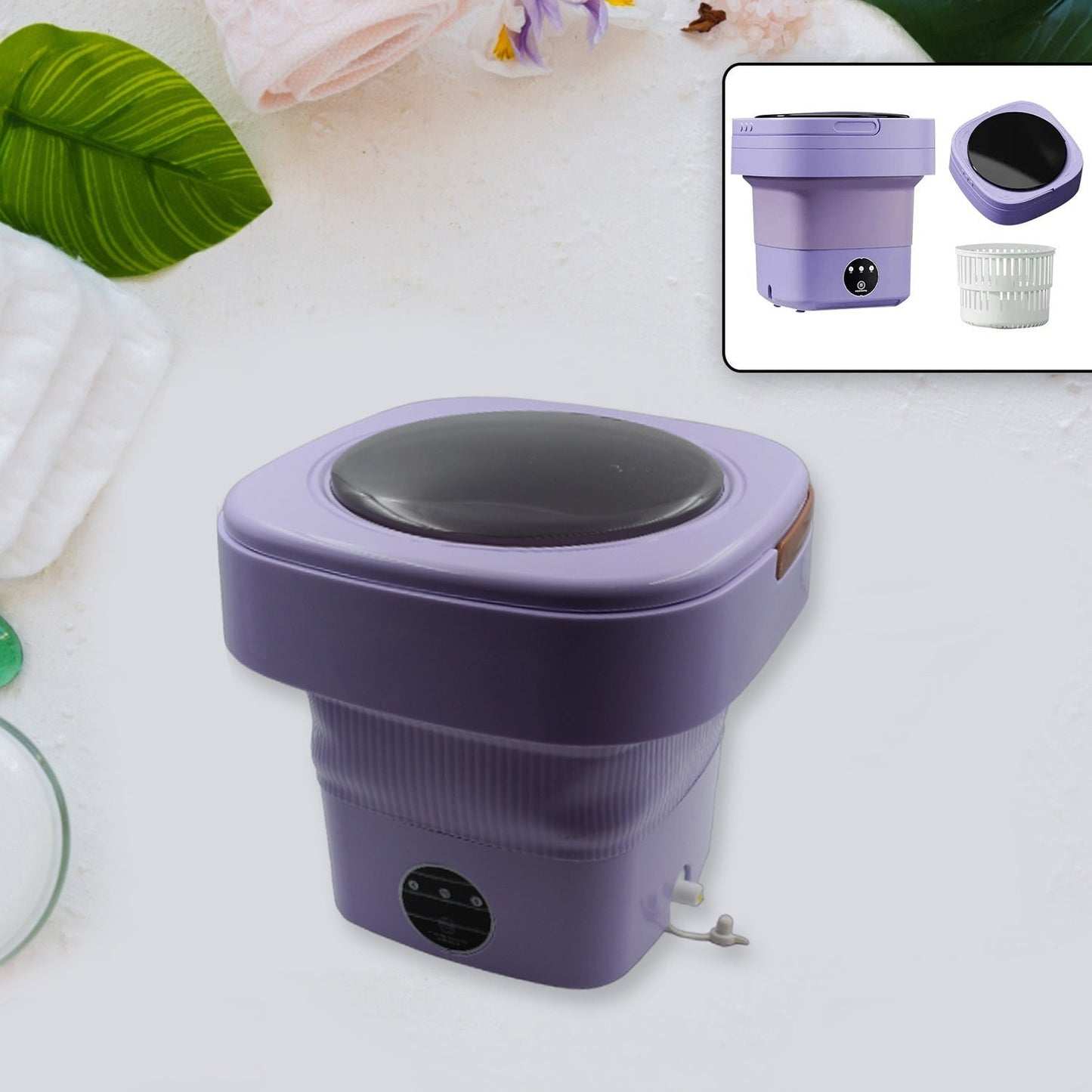 Mini Washing Machine Foldable Mini Washer with Drain Basket Portable Washing Machine Foldable for Laundry Travel Camping RV Baby Clothes - infinityexculsivestore.com