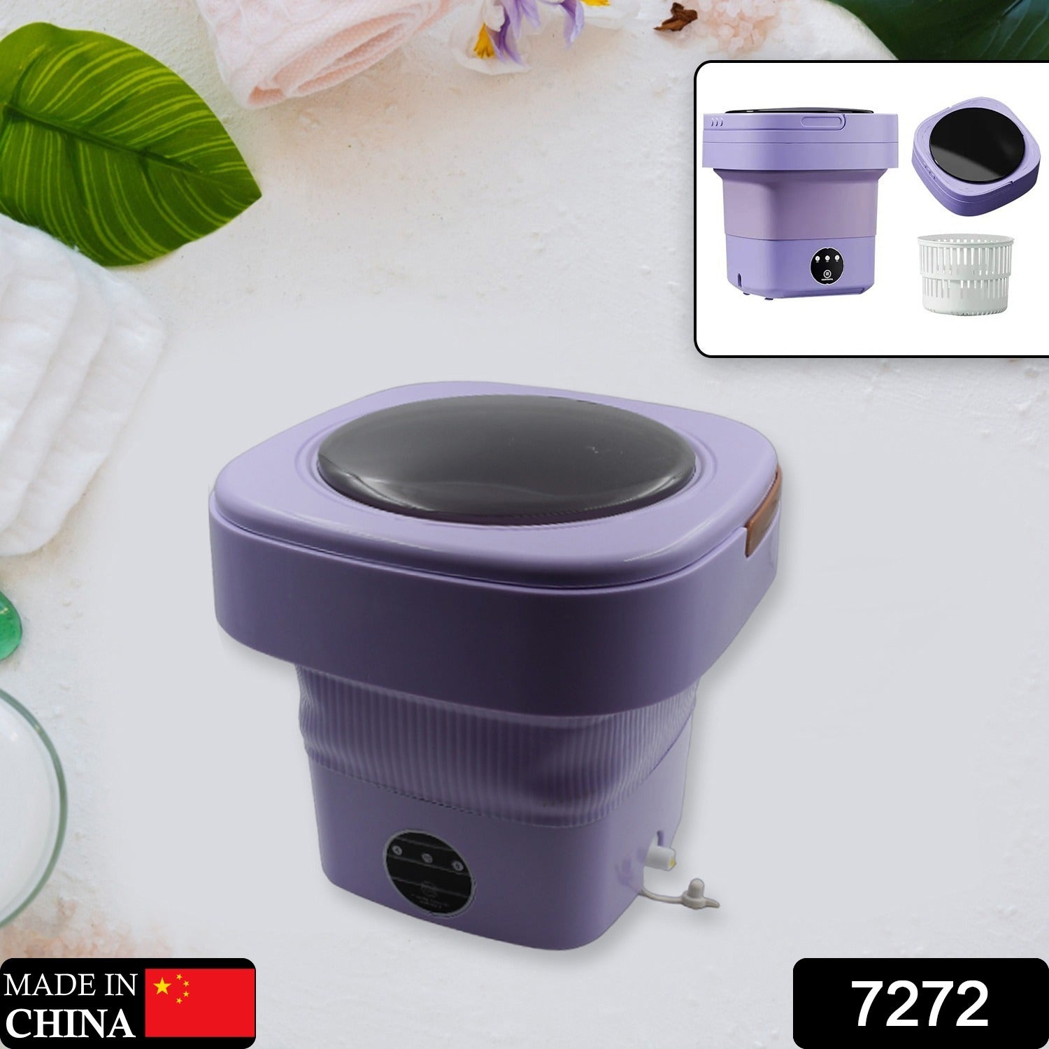 Mini Washing Machine Foldable Mini Washer with Drain Basket Portable Washing Machine Foldable for Laundry Travel Camping RV Baby Clothes - infinityexculsivestore.com