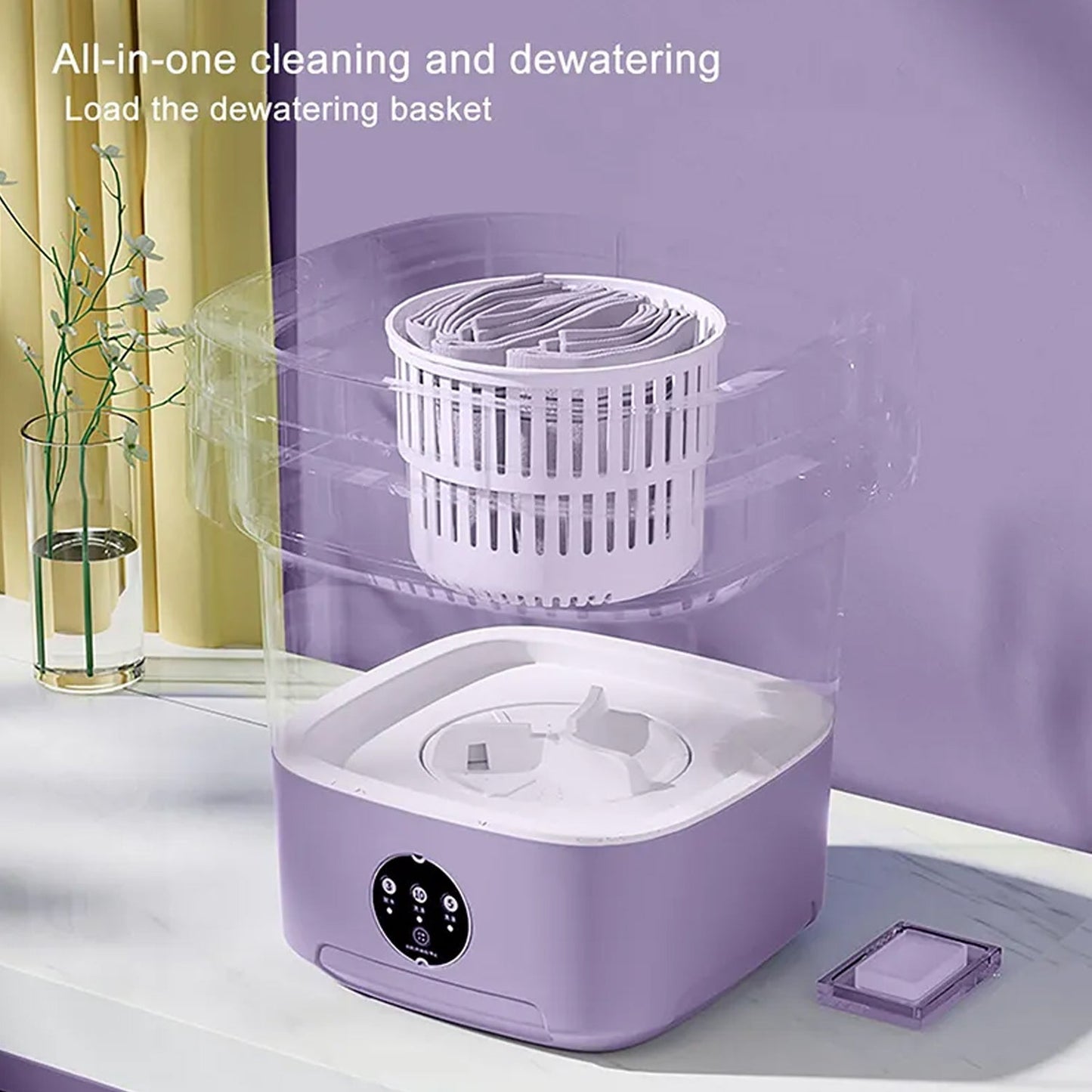Mini Washing Machine Foldable Mini Washer with Drain Basket Portable Washing Machine Foldable for Laundry Travel Camping RV Baby Clothes - infinityexculsivestore.com