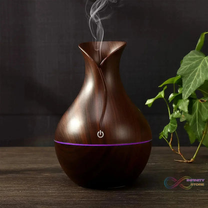 Mini Wooden Vase Pot Diffuser Cool Mist Atomization Humidifier (1 Pc / 130 ML) - infinityexculsivestore.com