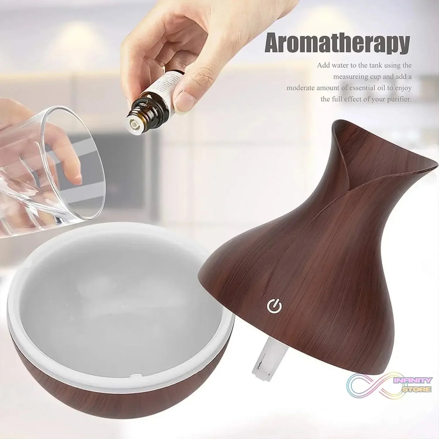Mini Wooden Vase Pot Diffuser Cool Mist Atomization Humidifier (1 Pc / 130 ML) - infinityexculsivestore.com