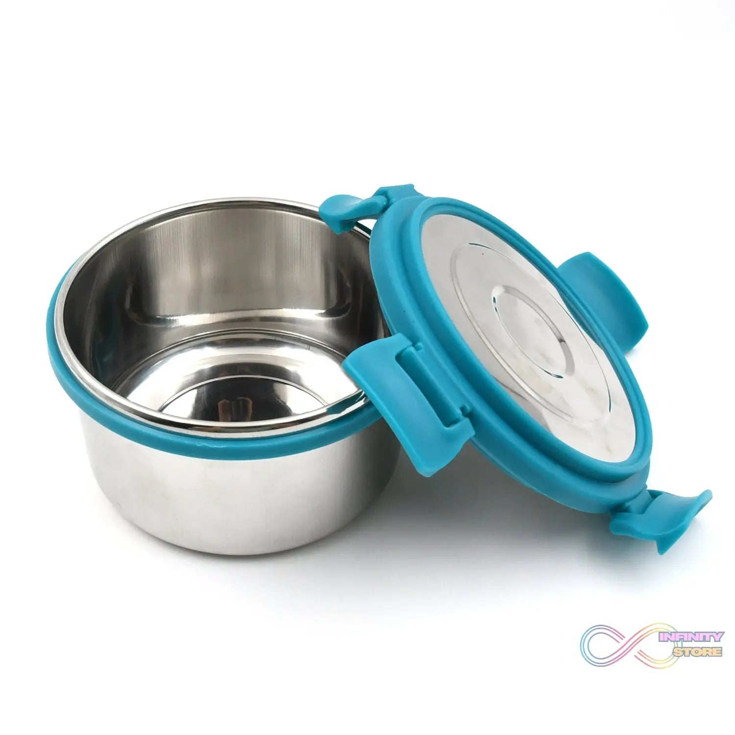 Miracle Solo round Lunch box High Grade Stainless Steel Double Wall Insulated 300ML Food Container 4 Lock Clip Leak Proof Lid, Best Return Gift for Any Occasion (1 Pc) - infinityexculsivestore.com