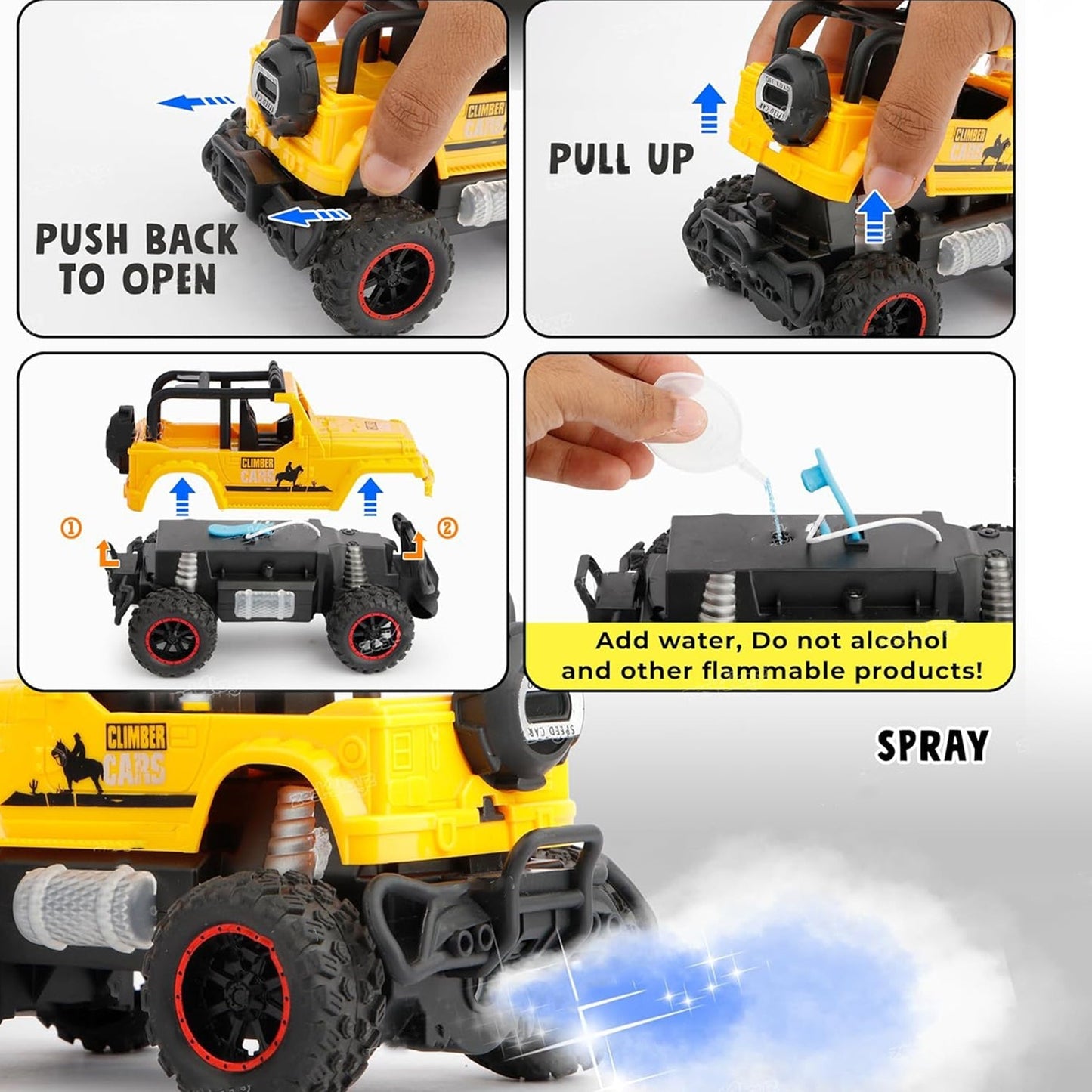 Mist Spray Race Car Toy Off Road Speed Car With Smoke (Water Sprayer Mist With Light) High Strength Climbing Power & Smoke Effect (Color May Vary), Kids - infinityexculsivestore.com