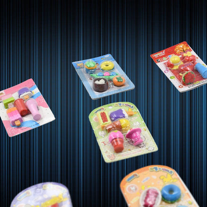 Mix Design 1Set Fancy & Stylish Colorful Erasers for Children Different Designs & Mix, Eraser Set for Return Gift, Birthday Party, School Prize (1Set) - infinityexculsivestore.com
