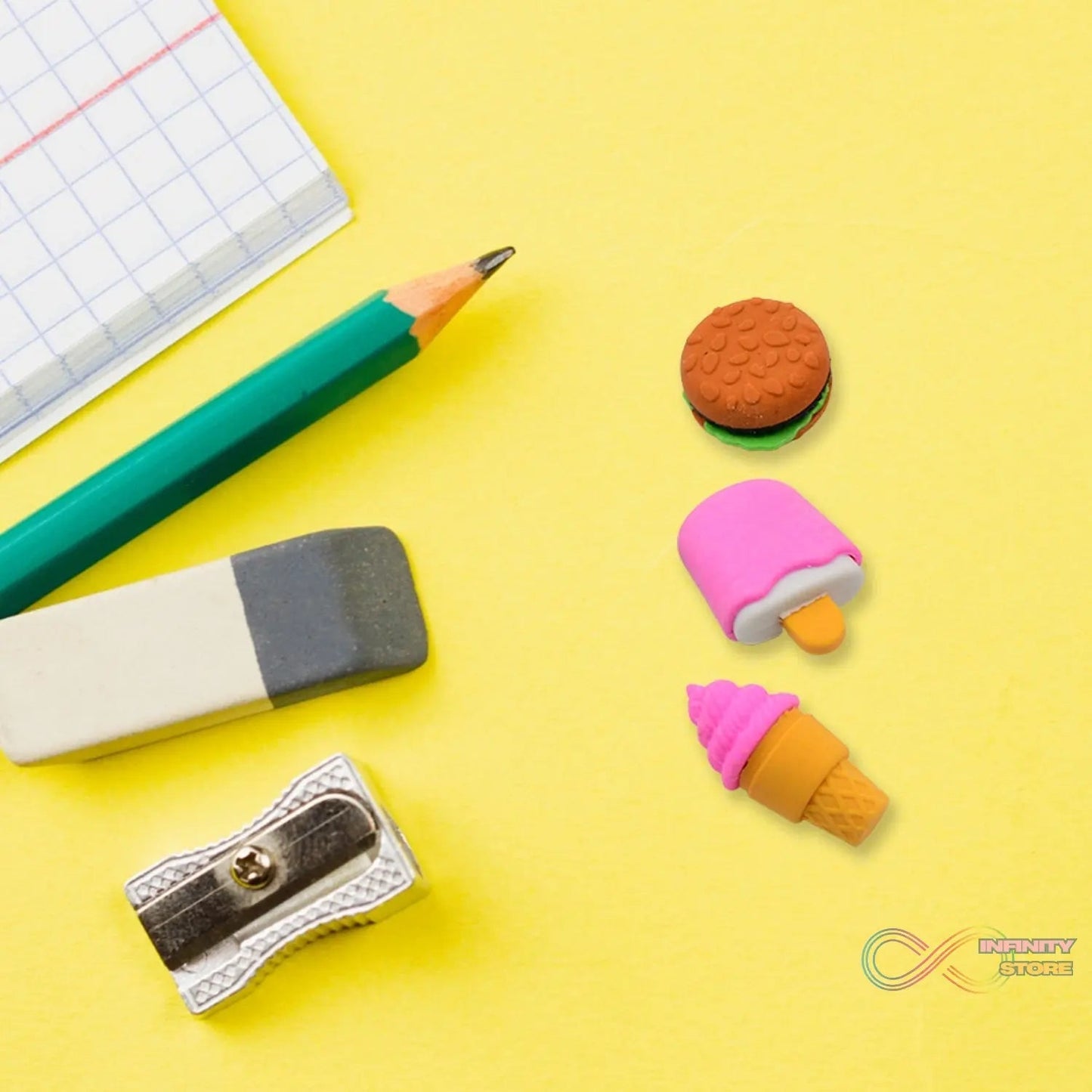 Mix Design Fancy & Stylish Colorful Erasers (1 Set / 3 Pc Set) - infinityexculsivestore.com