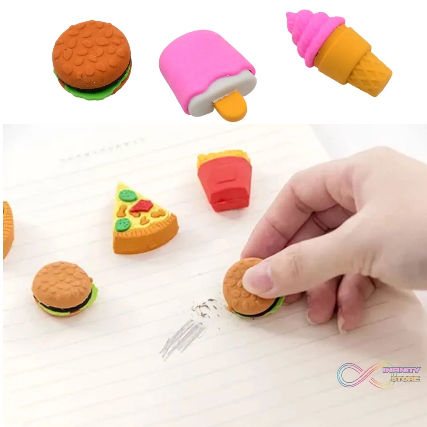 Mix Design Fancy & Stylish Colorful Erasers (1 Set / 3 Pc Set) - infinityexculsivestore.com