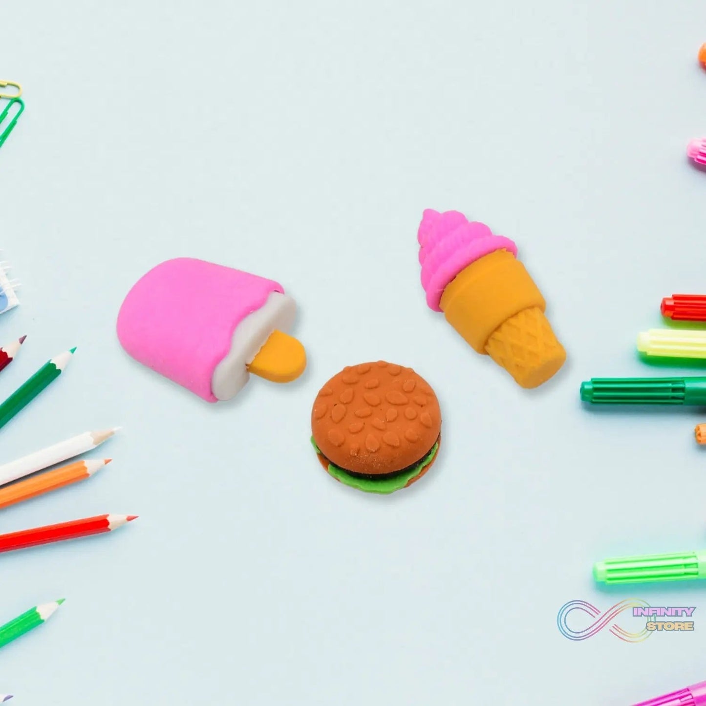 Mix Design Fancy & Stylish Colorful Erasers (1 Set / 3 Pc Set) - infinityexculsivestore.com