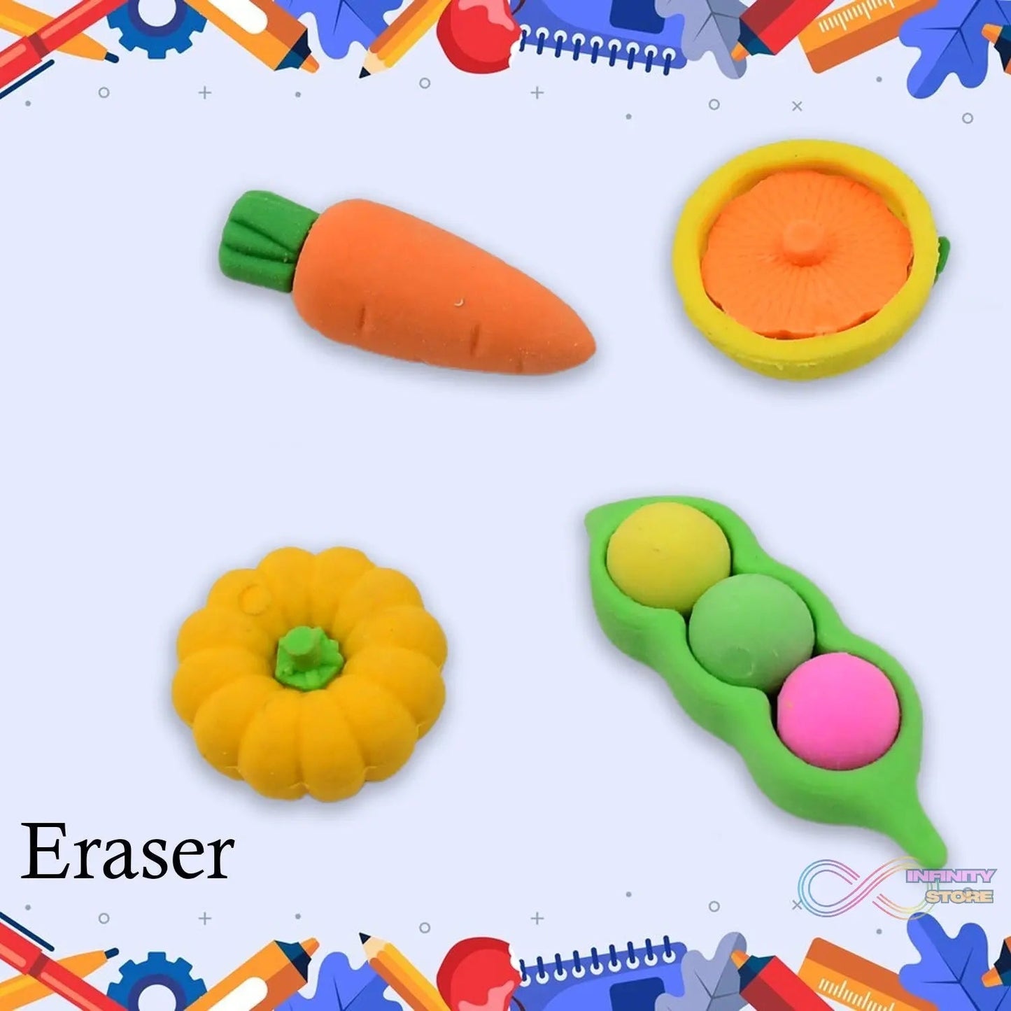 Mix Design Fancy & Stylish Colorful Erasers (1 Set / 4 Pc Set) - infinityexculsivestore.com