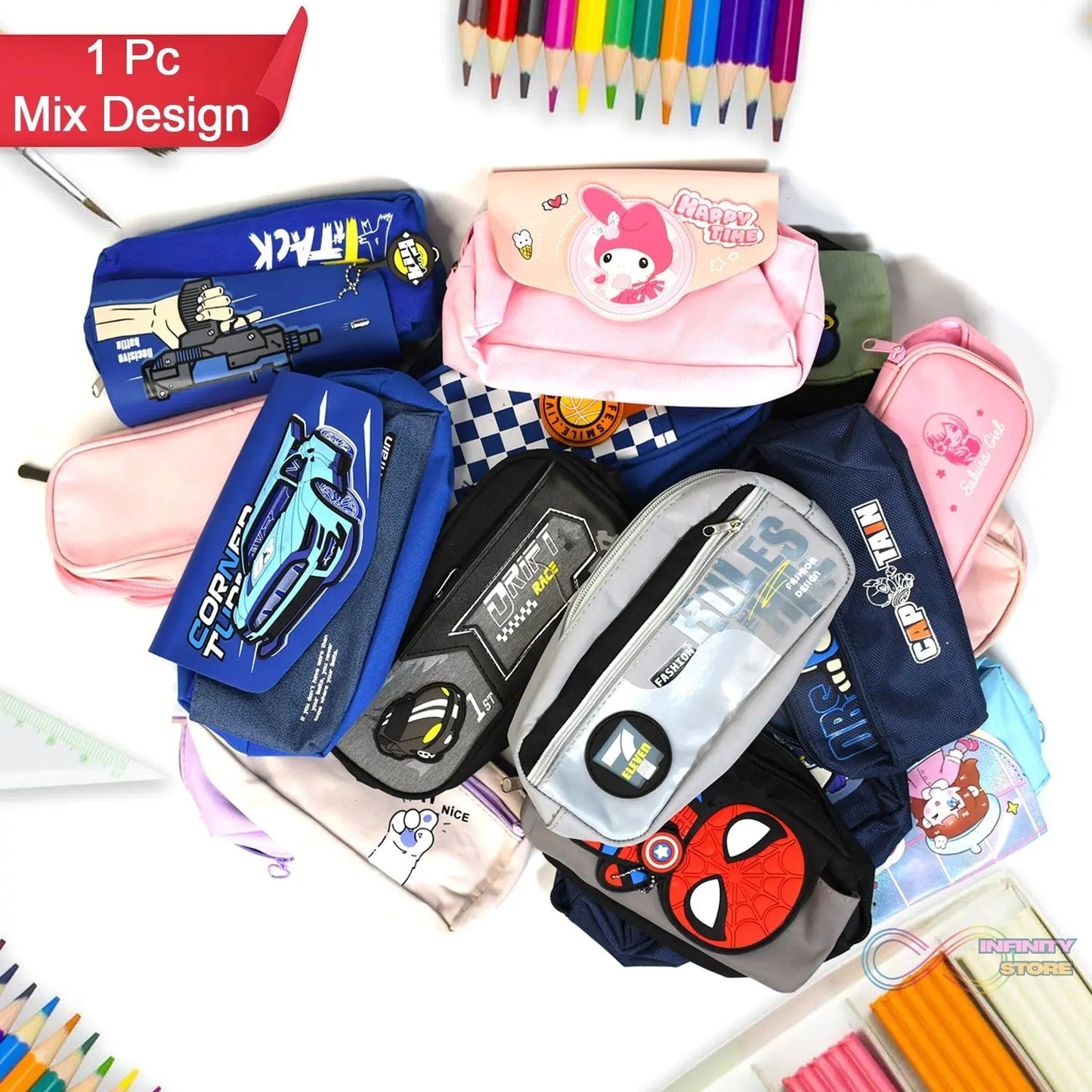 Mix Design Pouch – Stylish and Versatile Storage Bag (1pc) - infinityexculsivestore.com