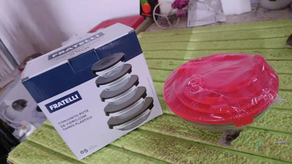 Modern Glass Bowl Set, Mixing / Storage Bowls with Red Lids (5 Pcs Set) - infinityexculsivestore.com