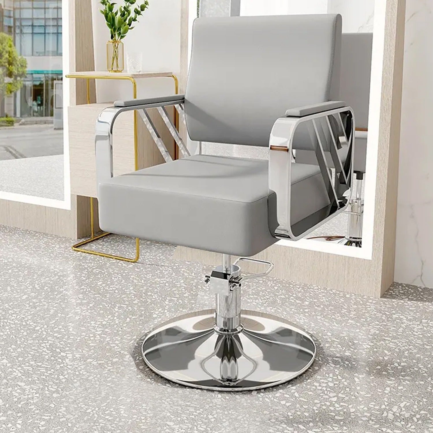 Modern Regular Chair with Hydraulic Lift for Home Office Hotel Cafe Chair (1 Unit Silver & Gold) - infinityexculsivestore.com