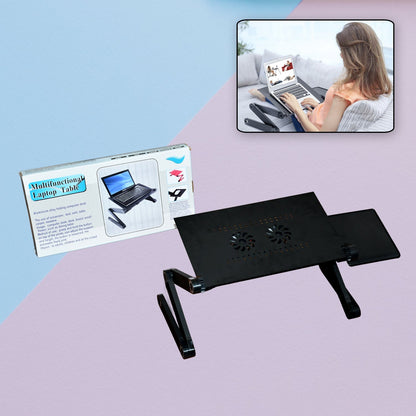Modern Style Portable Adjustable Foldable Laptop Holder Notebook Desks Lap PC Folding Desk Table Vented Stand 2 Built in Cooling Fans - infinityexculsivestore.com