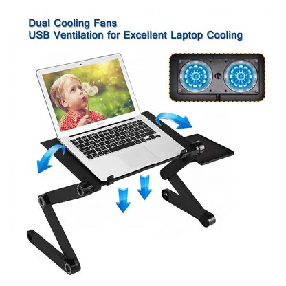 Modern Style Portable Adjustable Foldable Laptop Holder Notebook Desks Lap PC Folding Desk Table Vented Stand 2 Built in Cooling Fans - infinityexculsivestore.com