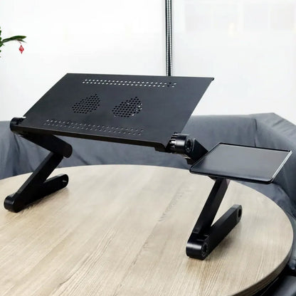 Modern Style Portable Adjustable Foldable Laptop Holder Notebook Desks Lap PC Folding Desk Table Vented Stand 2 Built in Cooling Fans - infinityexculsivestore.com