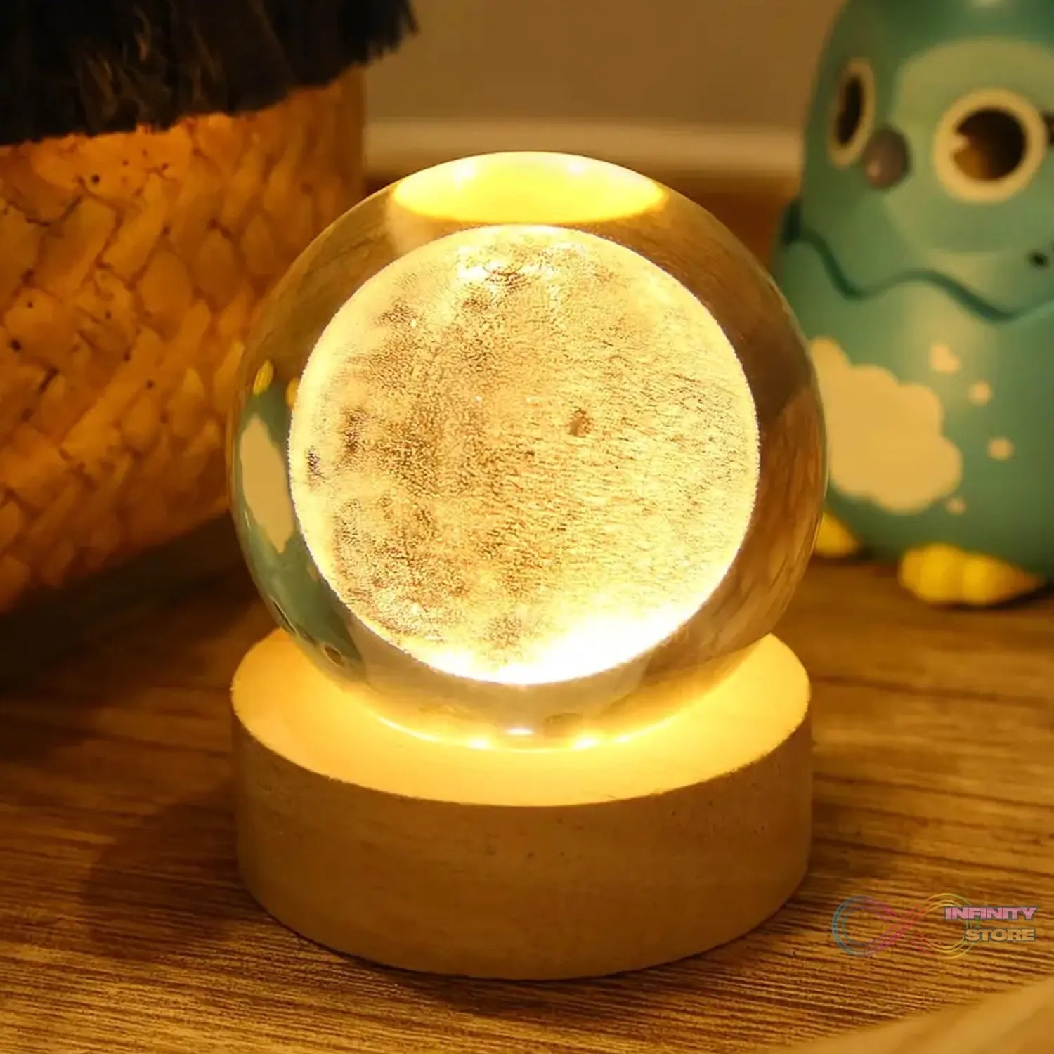 Moon 3D Crystal Ball Lamps with Base For Bedroom 3D Lamps (1 Pc) - infinityexculsivestore.com