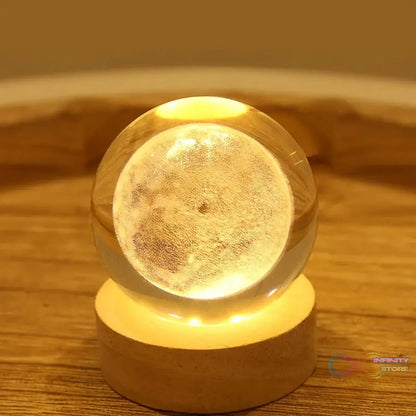 Moon 3D Crystal Ball Lamps with Base For Bedroom 3D Lamps (1 Pc) - infinityexculsivestore.com