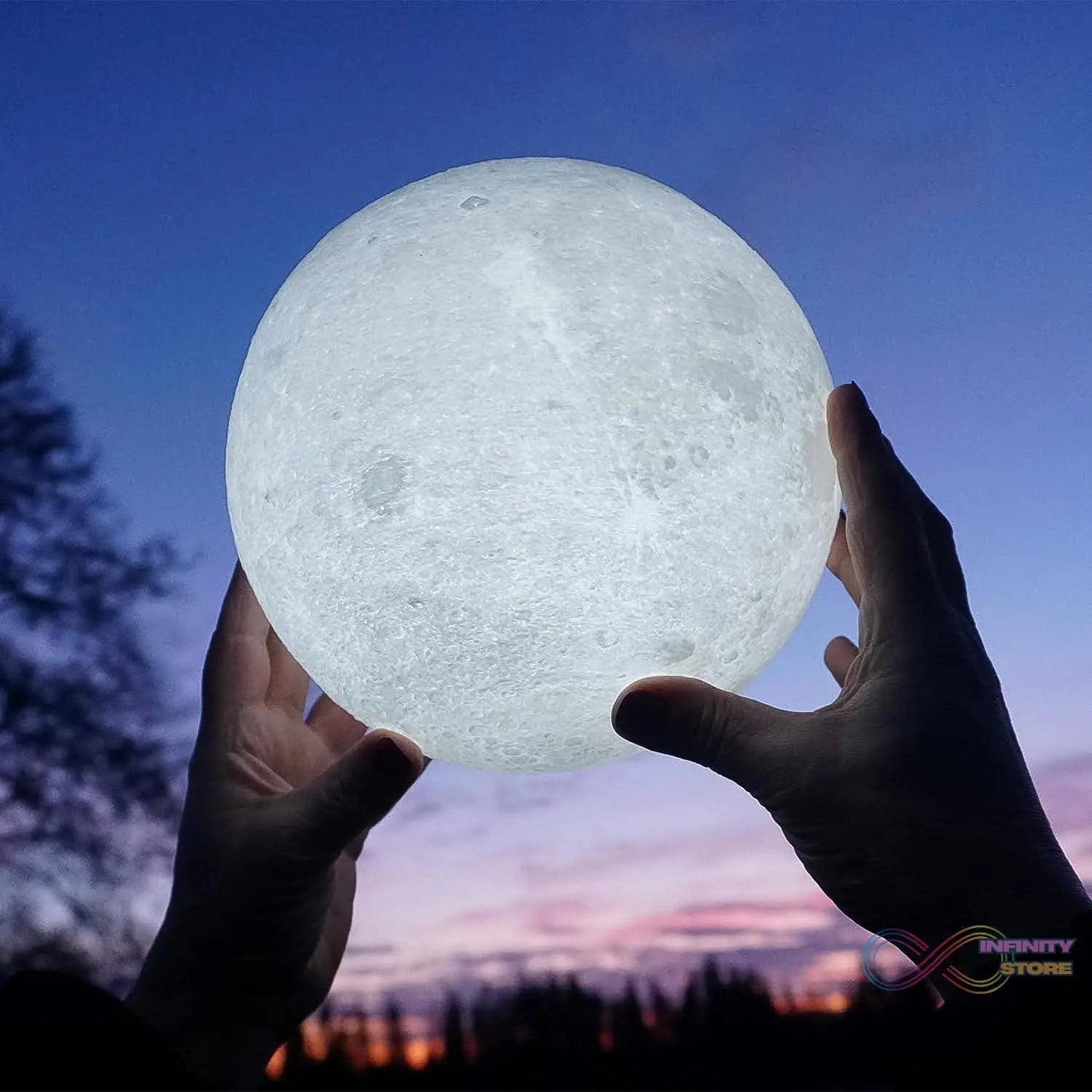 Moon Night Lamp with Plastic Stand Night Lamp for Bedroom (15x13 Cm / 1 Pc) - infinityexculsivestore.com