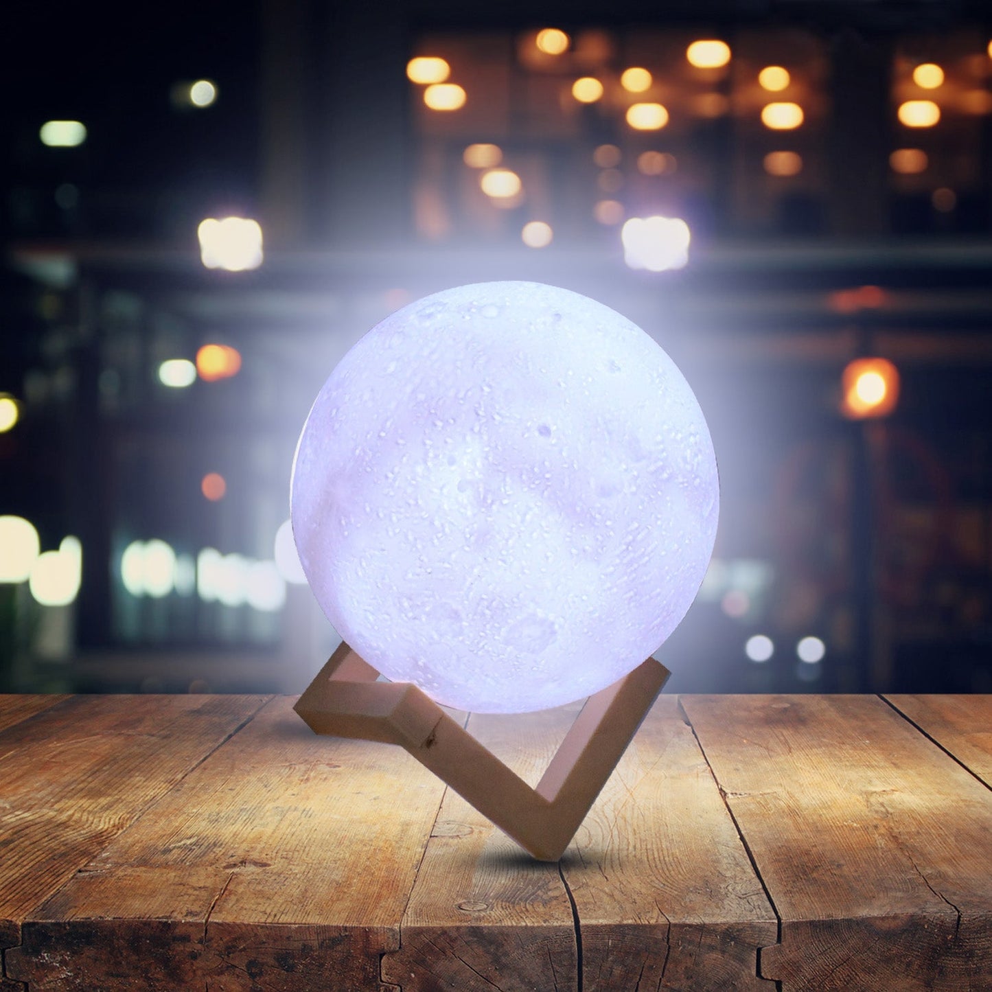Moon Night Lamp with Plastic Stand Night Lamp for Bedroom (19 x14 Cm / 1 Pc) - infinityexculsivestore.com