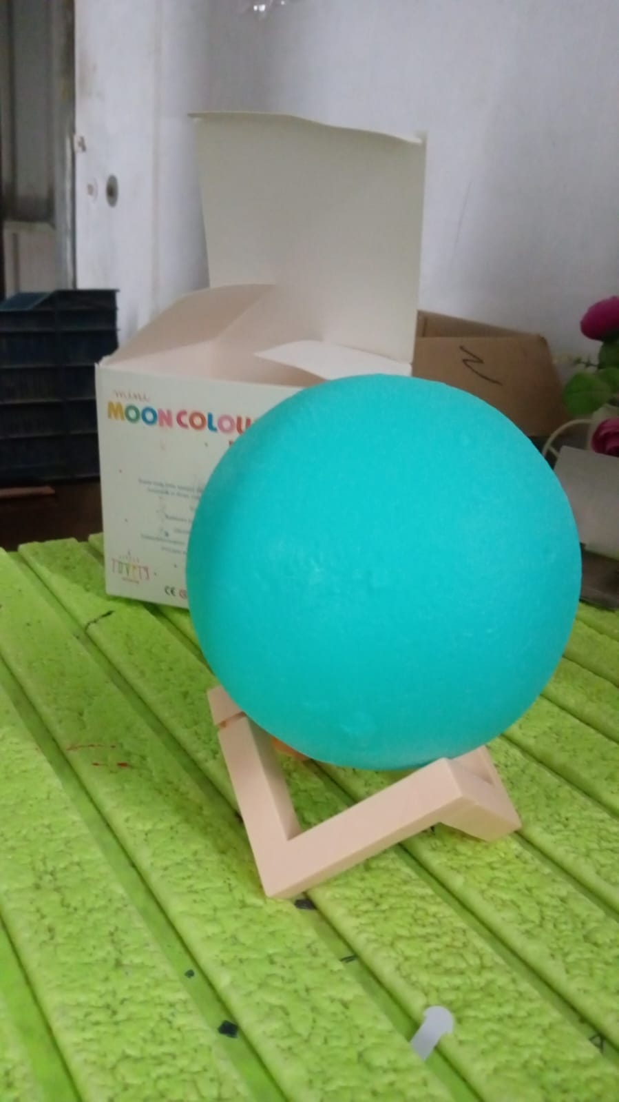 Moon Night Lamp with Plastic Stand Night Lamp for Bedroom (19 x14 Cm / 1 Pc) - infinityexculsivestore.com