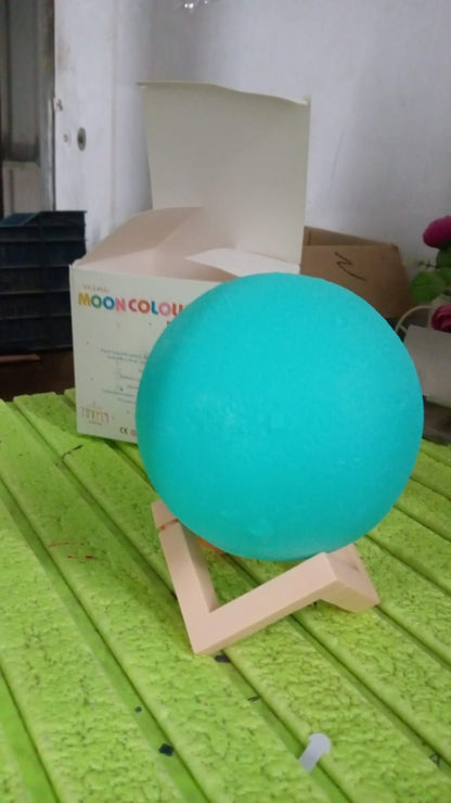 Moon Night Lamp with Plastic Stand Night Lamp for Bedroom (19 x14 Cm / 1 Pc) - infinityexculsivestore.com