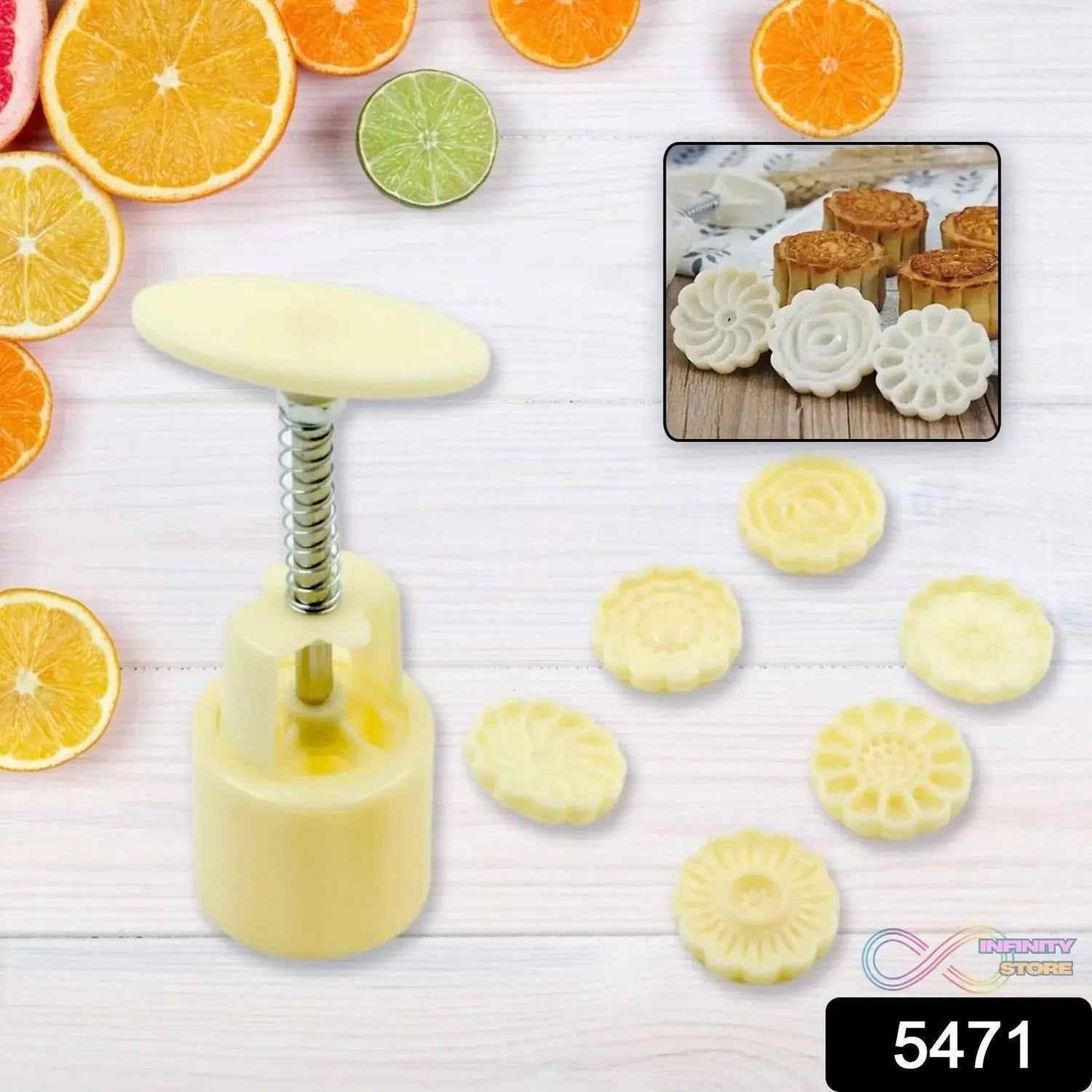 Mooncake Mold with 6 Stamps (1 Set) - infinityexculsivestore.com