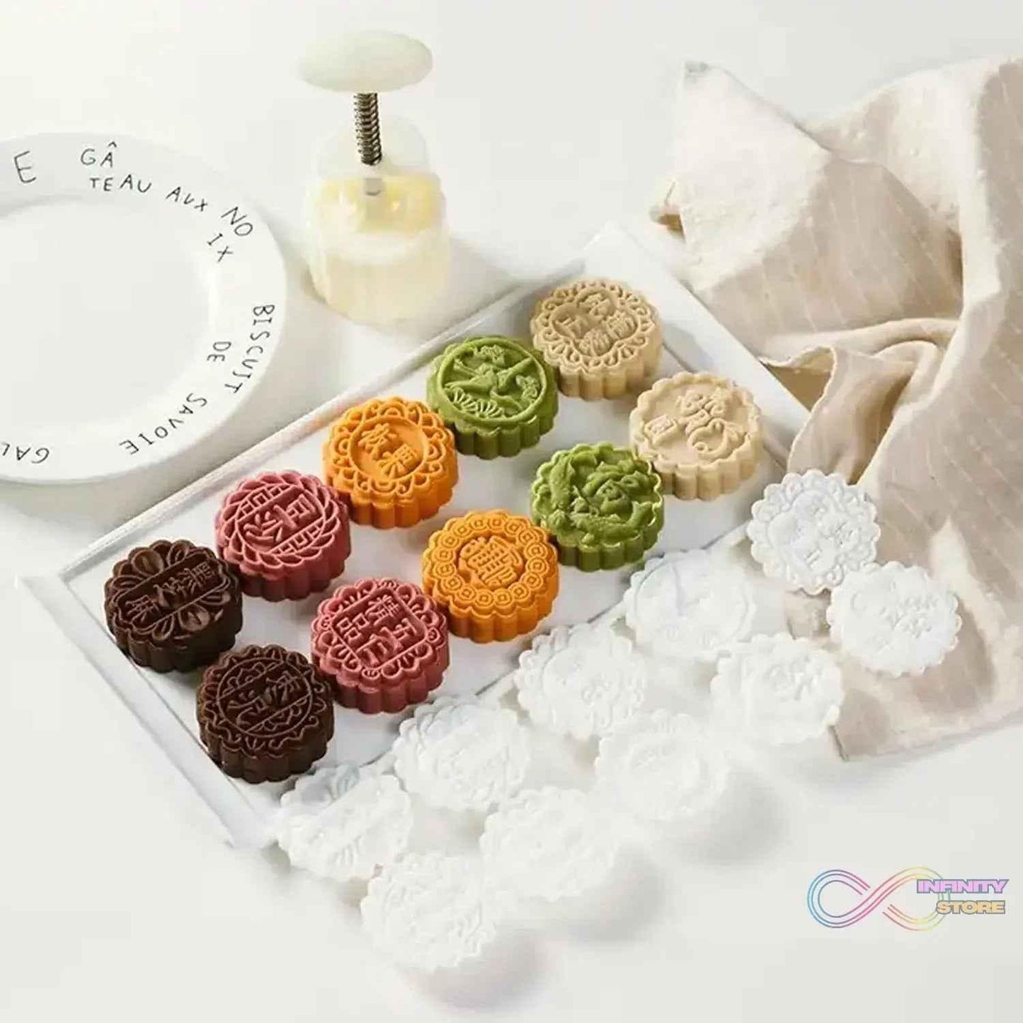 Mooncake Mold with 6 Stamps (1 Set) - infinityexculsivestore.com