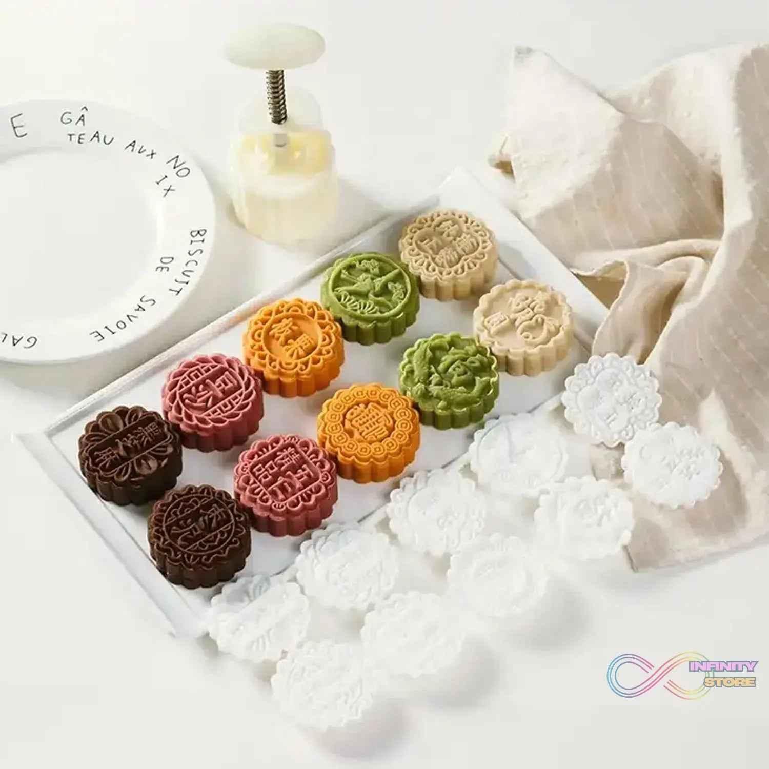 Mooncake Mold with 6 Stamps (1 Set) - infinityexculsivestore.com