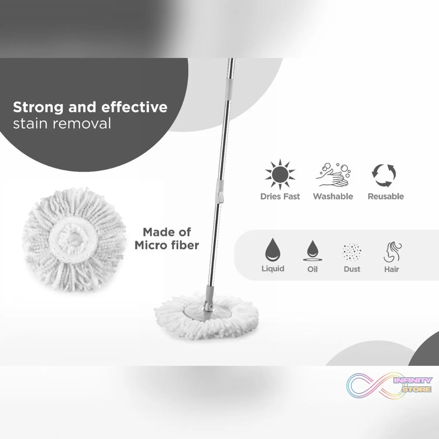 Mop with Bucket For Floor Cleaning With Steel Spin / Mop for Floor Cleaning / Floor Cleaner Mop / Spin Mop / Magic Mop / Mop Stick / Spin Mop Set with Bucket - infinityexculsivestore.com