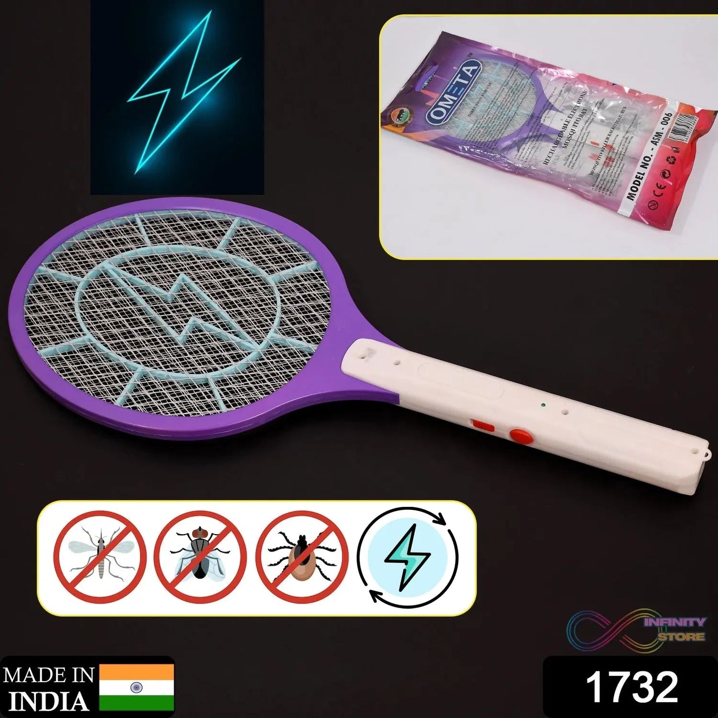 Mosquito Killer Racket Rechargeable Handheld Electric Fly Swatter Mosquito Killer Racket Bat, Electric Insect Killer (Quality Assured) - infinityexculsivestore.com
