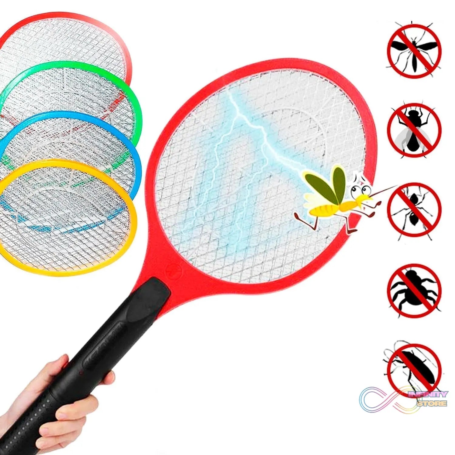 Mosquito Killer Racket Rechargeable Handheld Electric Fly Swatter Mosquito Killer Racket Bat, Electric Insect Killer (Quality Assured) (with cable) - infinityexculsivestore.com