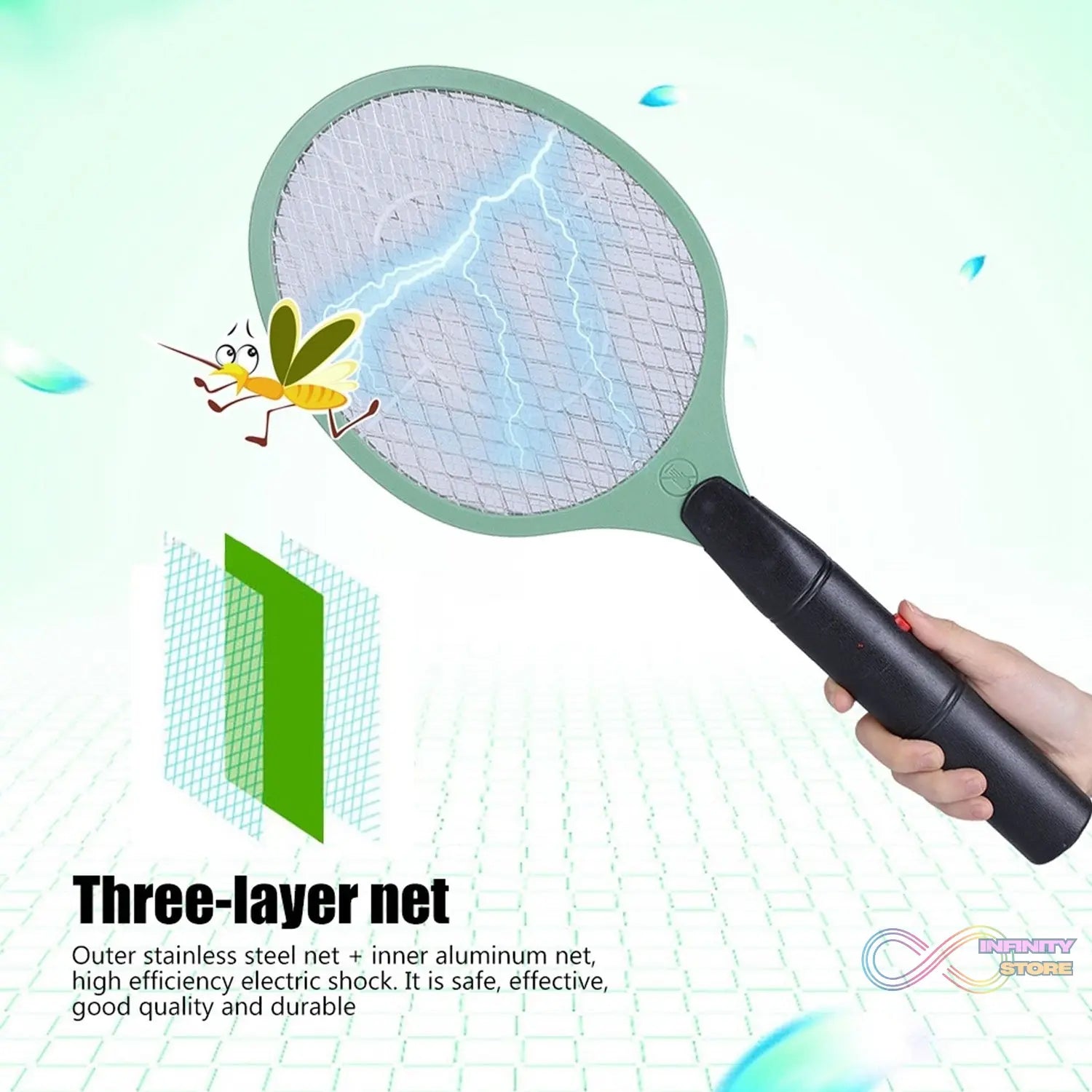 Mosquito Killer Racket Rechargeable Handheld Electric Fly Swatter Mosquito Killer Racket Bat, Electric Insect Killer (Quality Assured) (with cable) - infinityexculsivestore.com