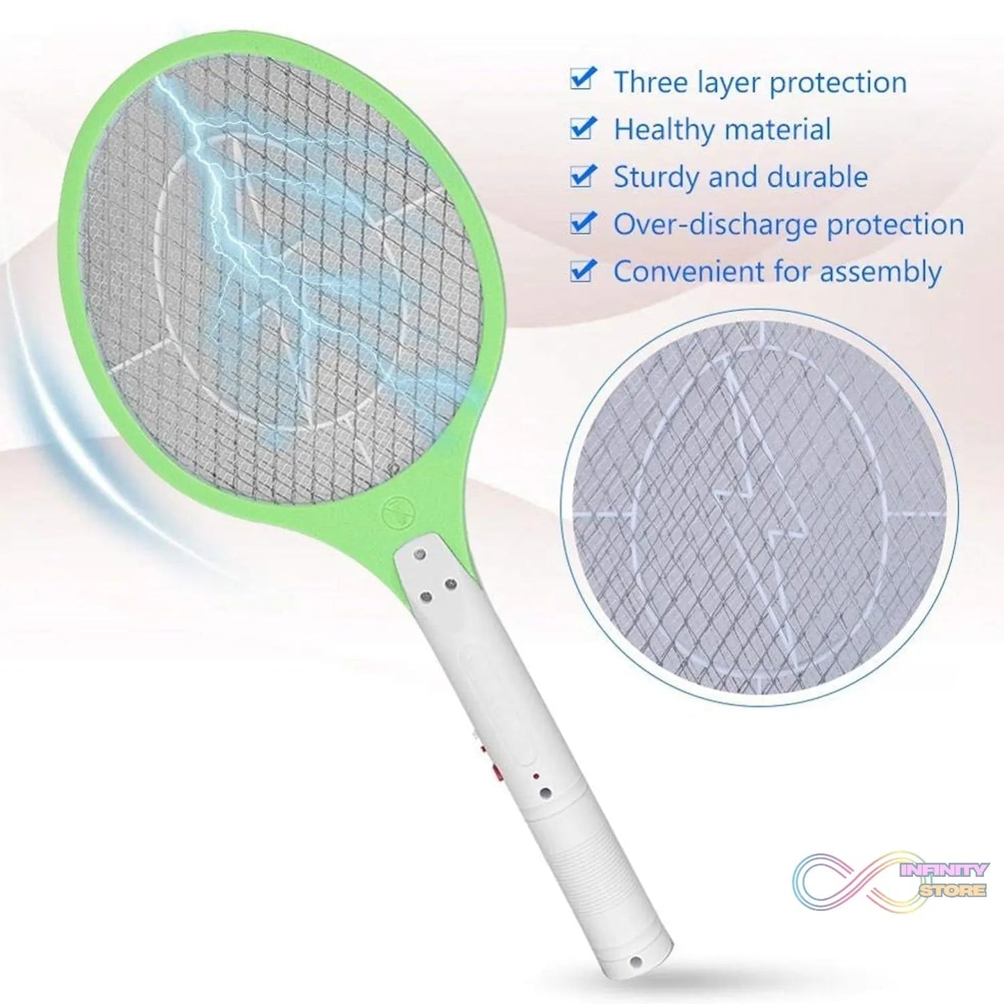 Mosquito Killer Racket Rechargeable Handheld Electric Fly Swatter Mosquito Killer Racket Bat, Electric Insect Killer (Quality Assured) (with cable) - infinityexculsivestore.com
