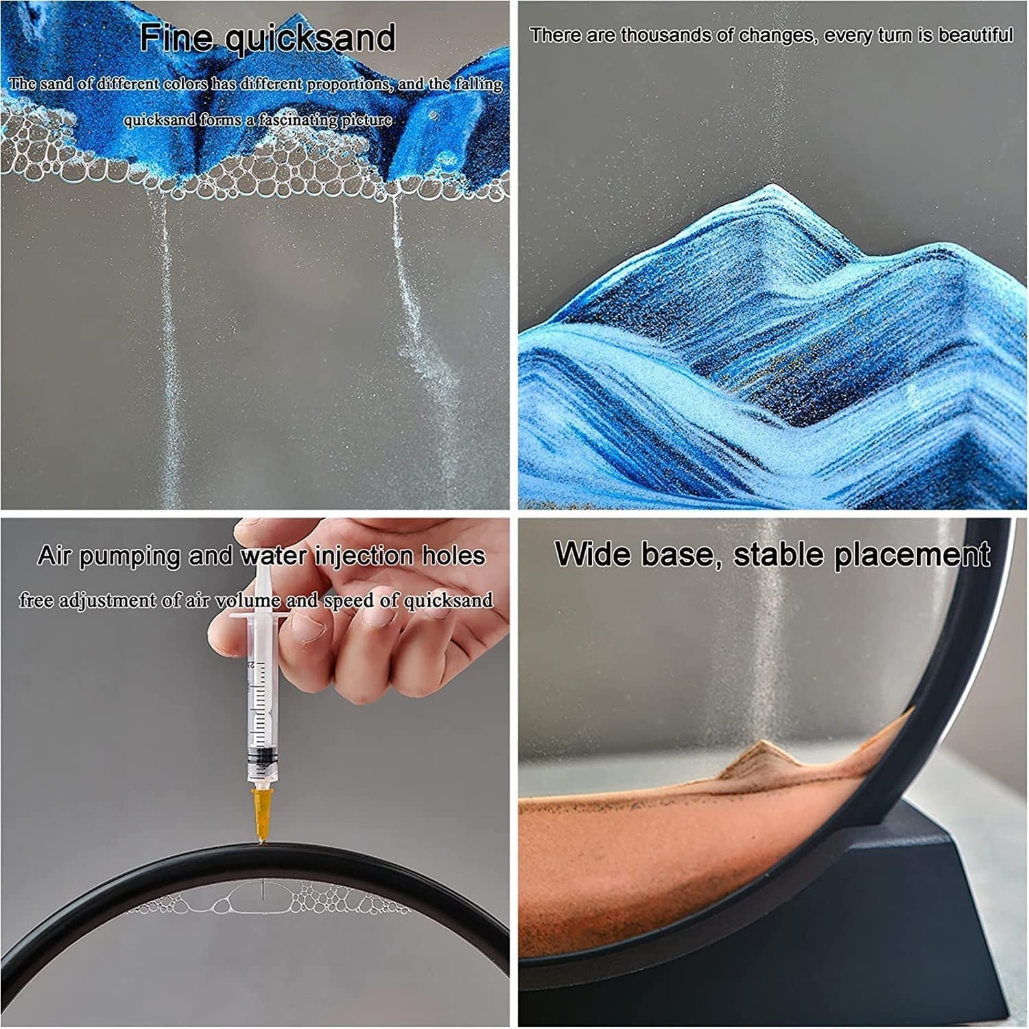 Moving Sand Art Picture Decor, 3D Deep Sea Sandscape Liquid Motion, Round Glass Frame Display Flowing Sand Relaxing Gift for Kids Adults Painting Artistic Sandscape for Home, Office, Ornament Desktop Art Bookshelves Decoration (1 Pc ) - infinityexculsivestore.com