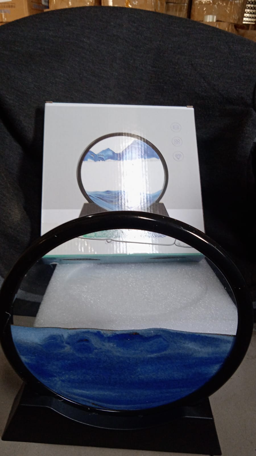 Moving Sand Art Picture Decor, 3D Deep Sea Sandscape Liquid Motion, Round Glass Frame Display Flowing Sand Relaxing Gift for Kids Adults Painting Artistic Sandscape for Home, Office, Ornament Desktop Art Bookshelves Decoration (1 Pc ) - infinityexculsivestore.com