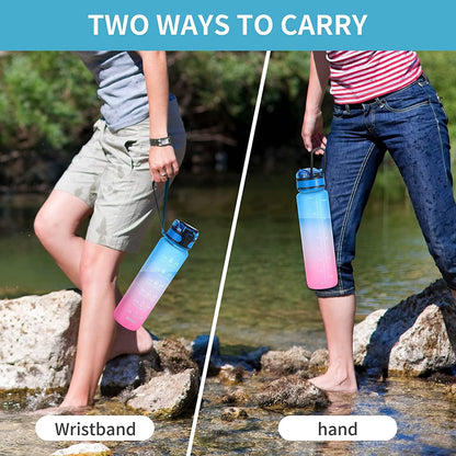 Motivational Water Bottle with Straw & Time Marker - Leakproof Tritan Portable Gym Bottle for Sports, Hiking & Camping - infinityexculsivestore.com