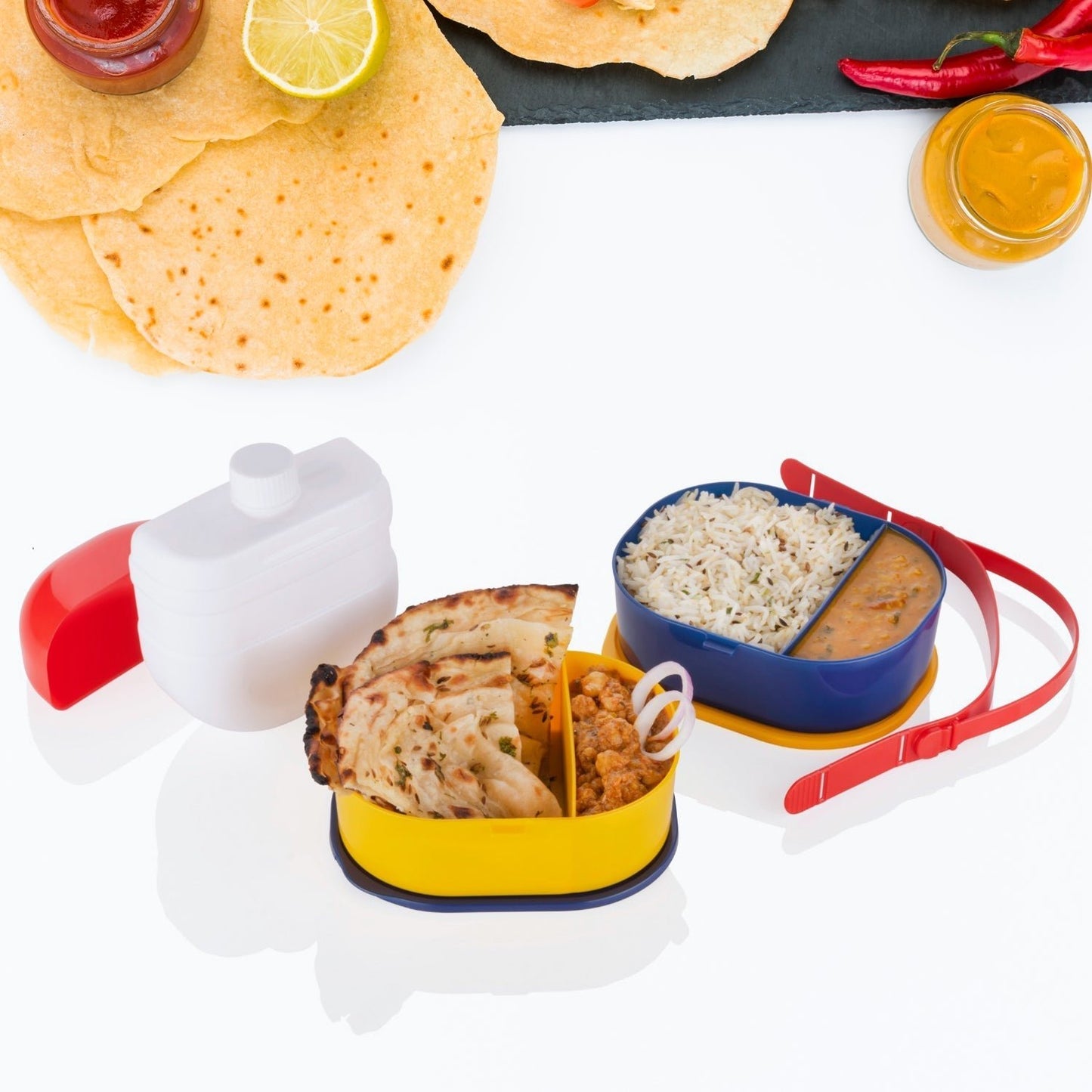 Mr. Chef Smart Lunch Box Capsule shape strap - on lunch box with water bottle and handle - infinityexculsivestore.com