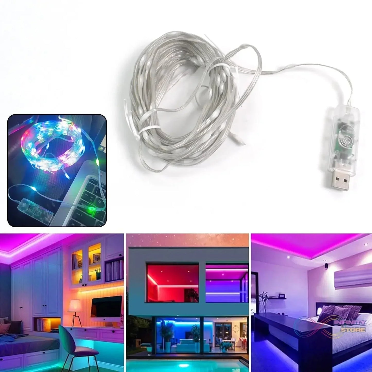 Multi Coloured 10M RGB LED Strip Lights (1 Pc / Loose) - infinityexculsivestore.com