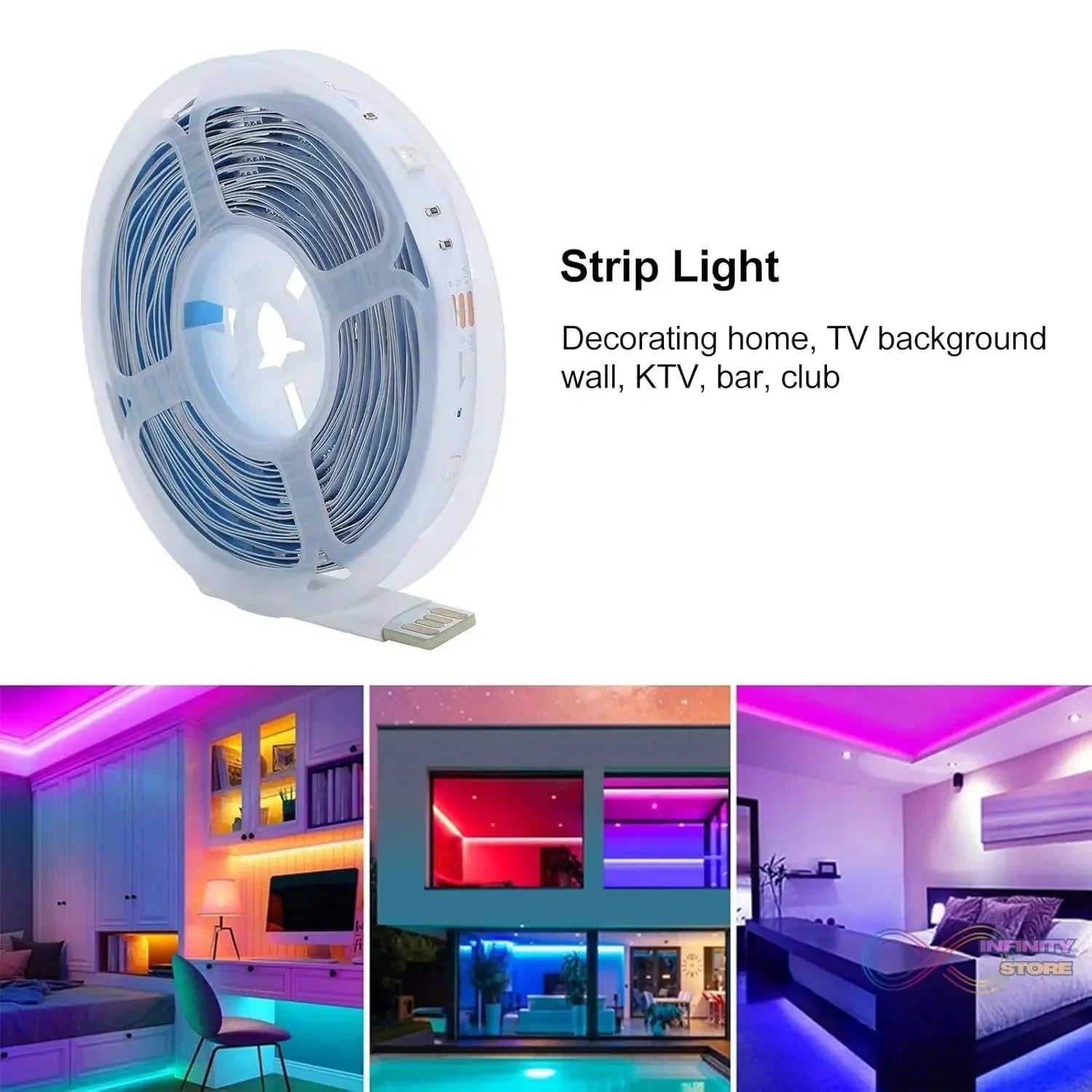 Multi Coloured 10M RGB LED Strip Lights (1 Pc) - infinityexculsivestore.com