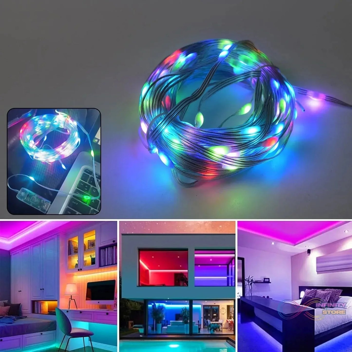 Multi Coloured 30M RGB LED Strip Lights (1 Pc / Loose) - infinityexculsivestore.com