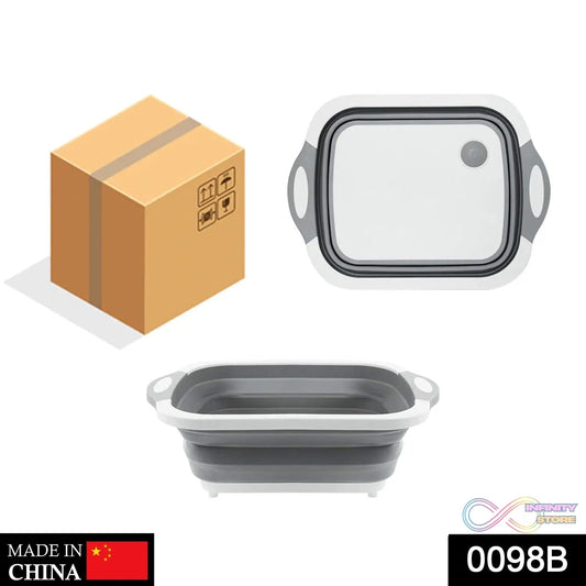 Multi-function brown box set with chopping board, dish rack, and draining basket.