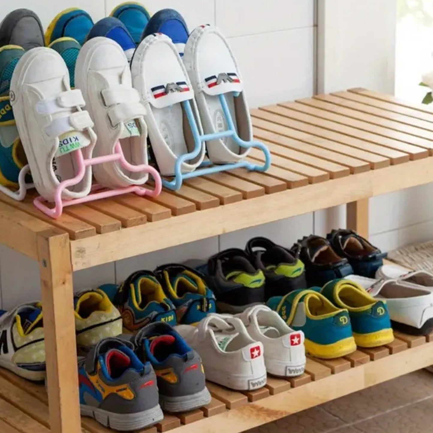 Multi - Function Shelf Drying Rack Shoe Rack Stand Hanger Shoes Hanging Storage Wardrobe Organizer Rack, Shoe Organizer Stand Closet Shoe Organizer Shoe Holder (2 Pc Set) - infinityexculsivestore.com