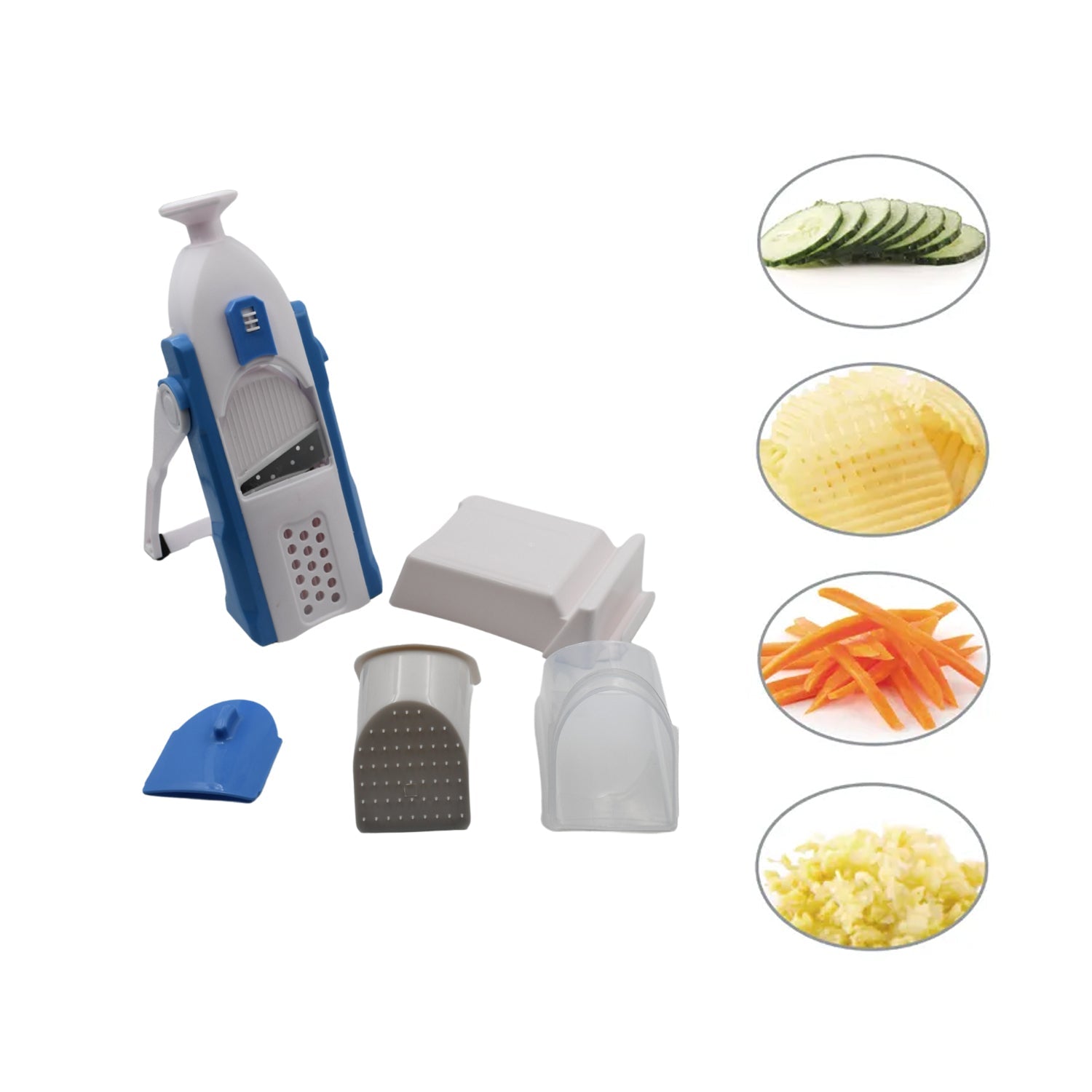 Multi - Function Time Saving Vegetable Slicer Cutter + Julienne 5 - in - 1 Food Vegetable Potato Chopper, Garlic Grinder - infinityexculsivestore.com