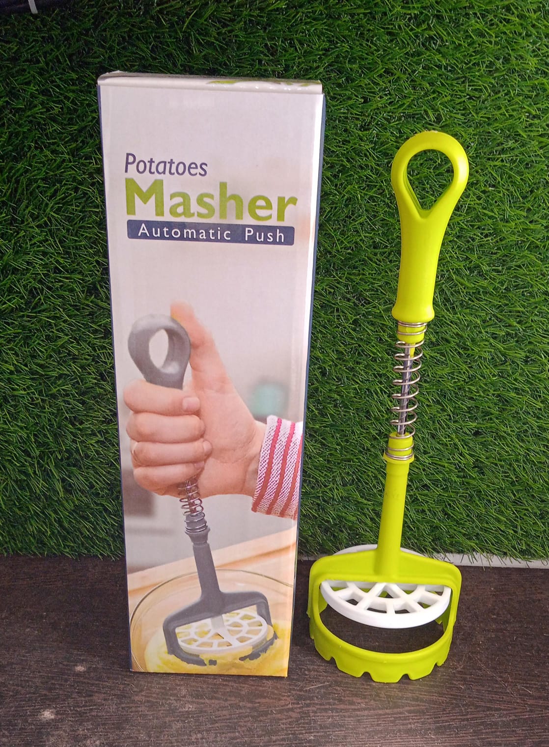 Multi Functional One - Handed Plastic Manual Mashed Potatoes Masher, Mash Sweet Potato Masher with Comfort Grip and Stainless - Steel Spring Design for Nonstick Pans (1 Pc) - infinityexculsivestore.com