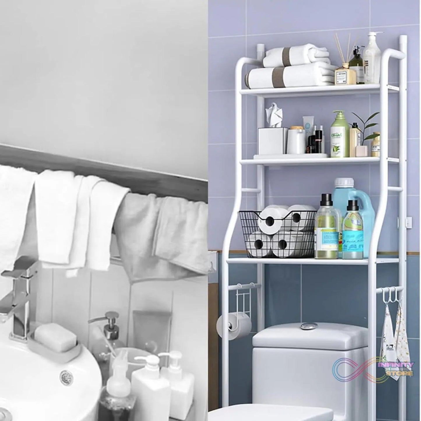 Multi - Layer The Toilet Storage Rack Metal | Bathroom Shelf Space Saving Organizer for Laundry Room Wash Basin Floor Stand - infinityexculsivestore.com