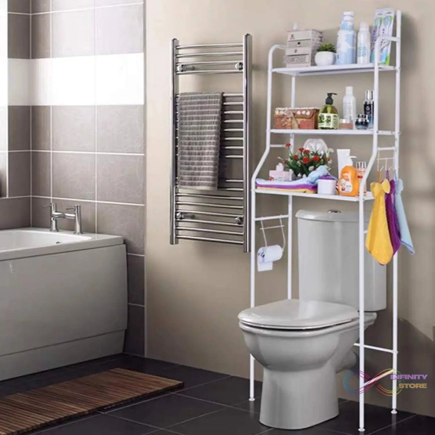 Multi - Layer The Toilet Storage Rack Metal | Bathroom Shelf Space Saving Organizer for Laundry Room Wash Basin Floor Stand - infinityexculsivestore.com