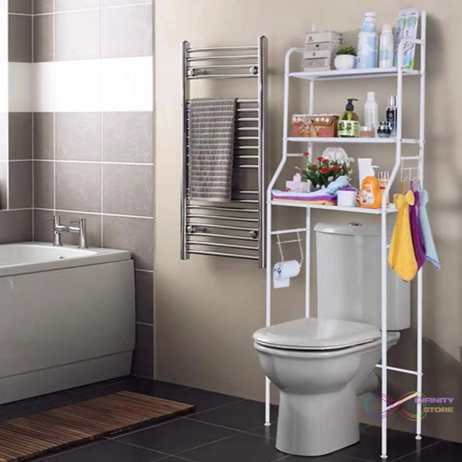 Multi - Layer The Toilet Storage Rack Metal | Bathroom Shelf Space Saving Organizer for Laundry Room Wash Basin Floor Stand - infinityexculsivestore.com