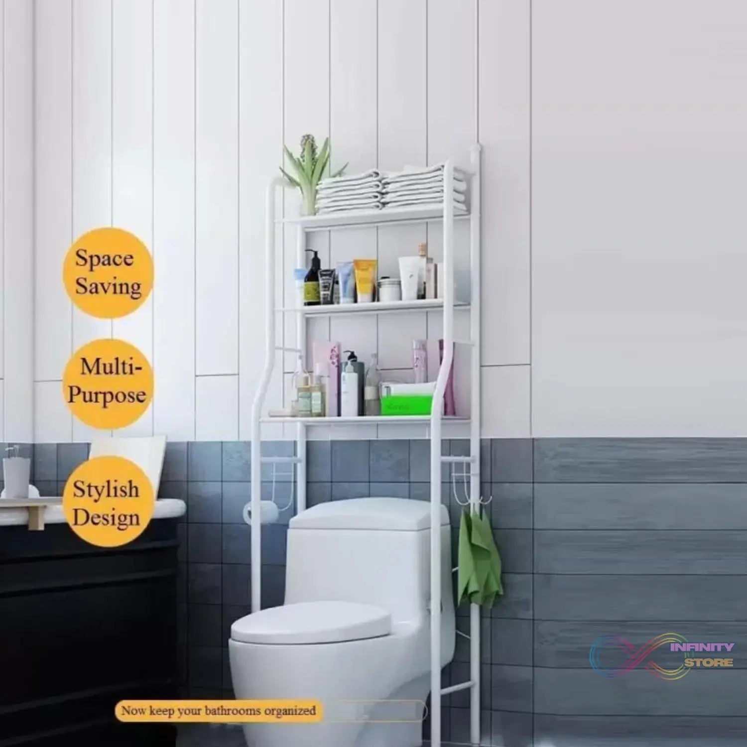 Multi - Layer The Toilet Storage Rack Metal | Bathroom Shelf Space Saving Organizer for Laundry Room Wash Basin Floor Stand - infinityexculsivestore.com