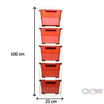 Compact 5-layer modular drawer storage for organizing various household items.