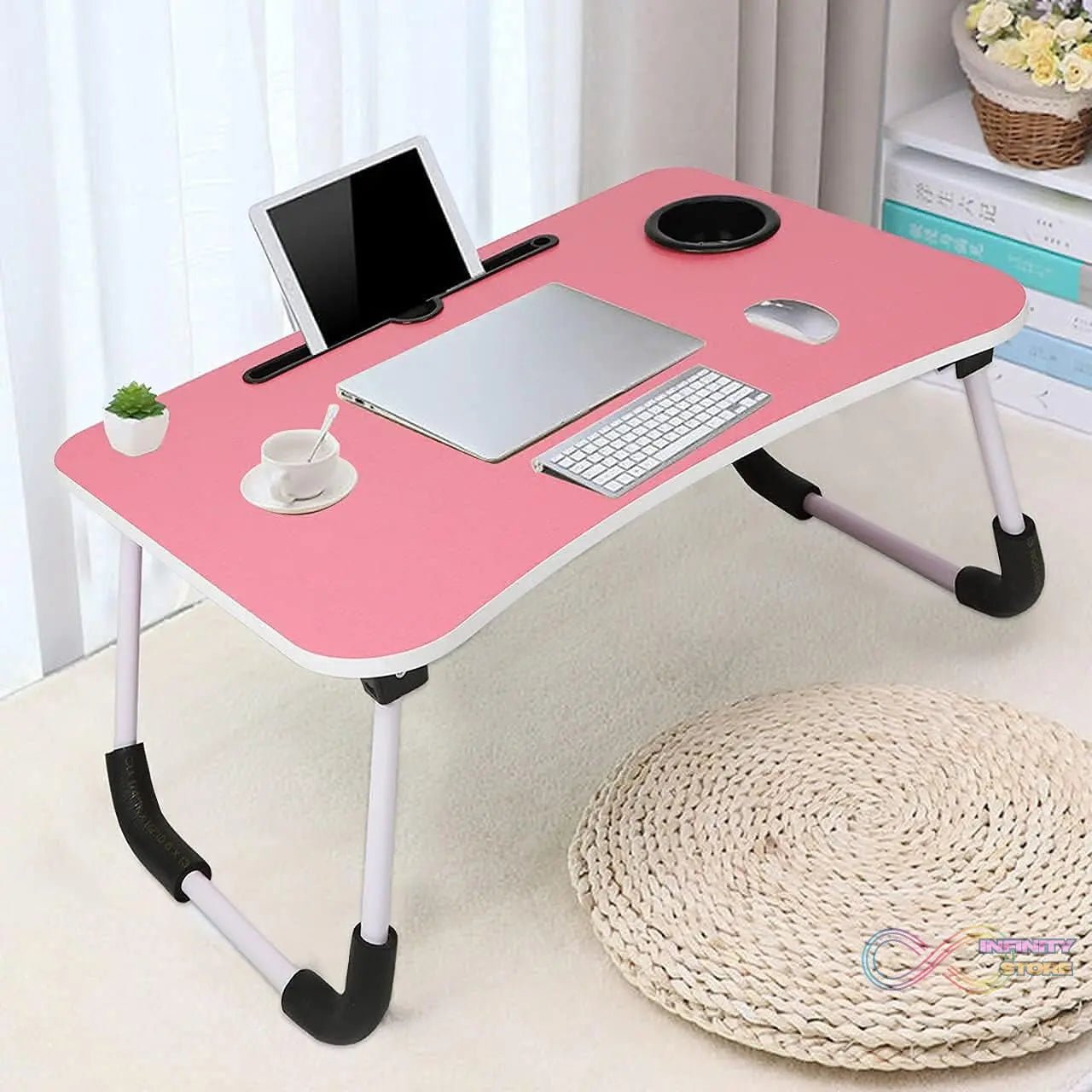 Multi - Purpose Foldable Laptop Desk for Study & Reading (Pink) - infinityexculsivestore.com