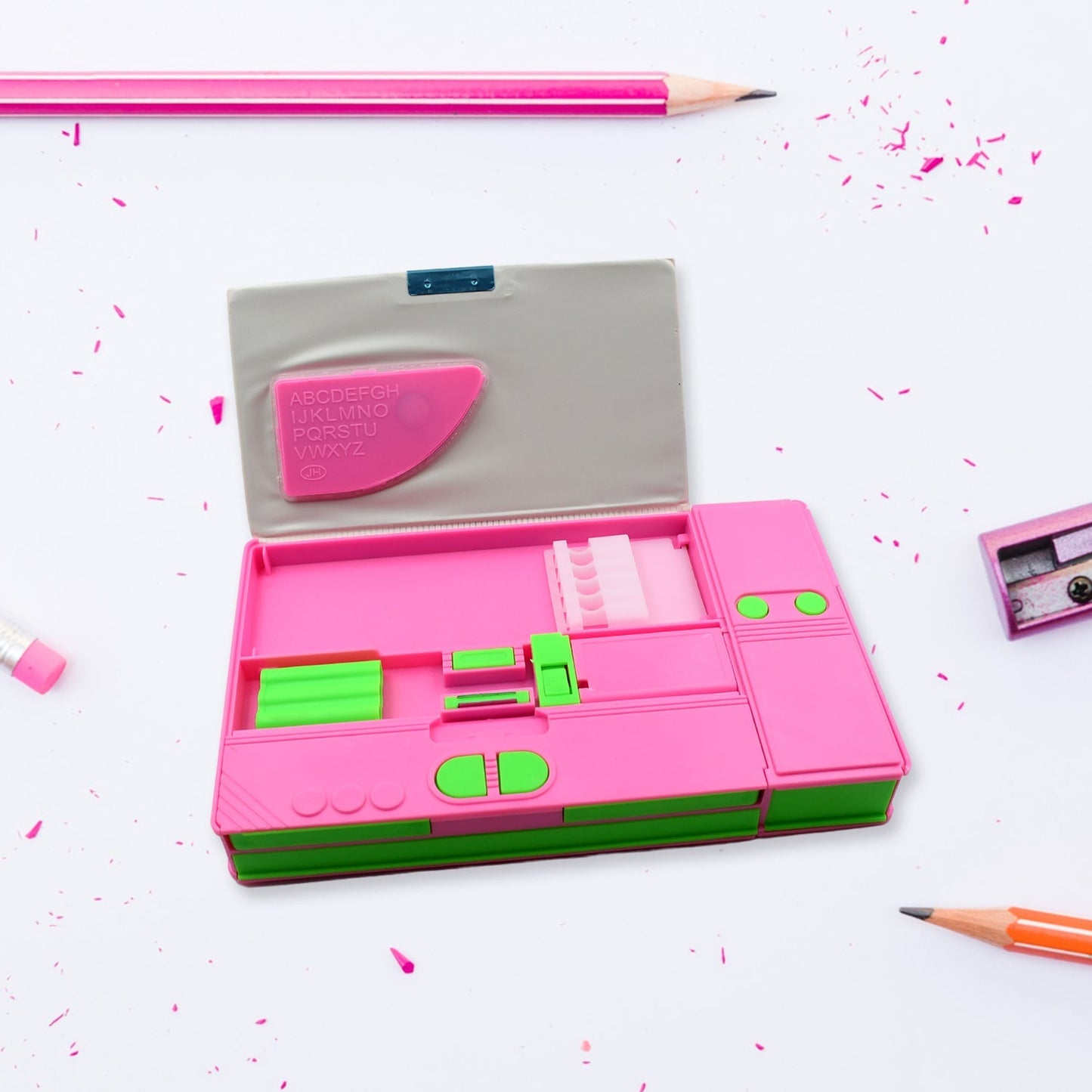 Multi Purpose Gadget Jumbo Pencil Box Compass With Calculator Jumbo 2 Side Slot Geometry Box Compass Use School , Traveling & Studio - infinityexculsivestore.com